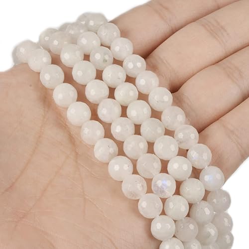 Miniatura 4 de Piedra lunar natural de 0.315 pulgadas (0.315 in), cuentas redondas sueltas para hacer collares, pulseras, joyas, 15 pulgadas