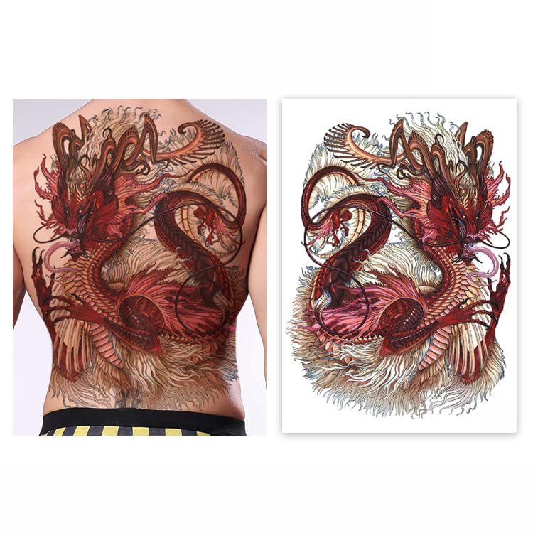 Miniatura 3 de Pegatinas temporales de tatuaje para mujeres y hombres adultos grandes tatuajes falsos aptos cuerpo brazo pierna decoración animal tatuaje adhesivo