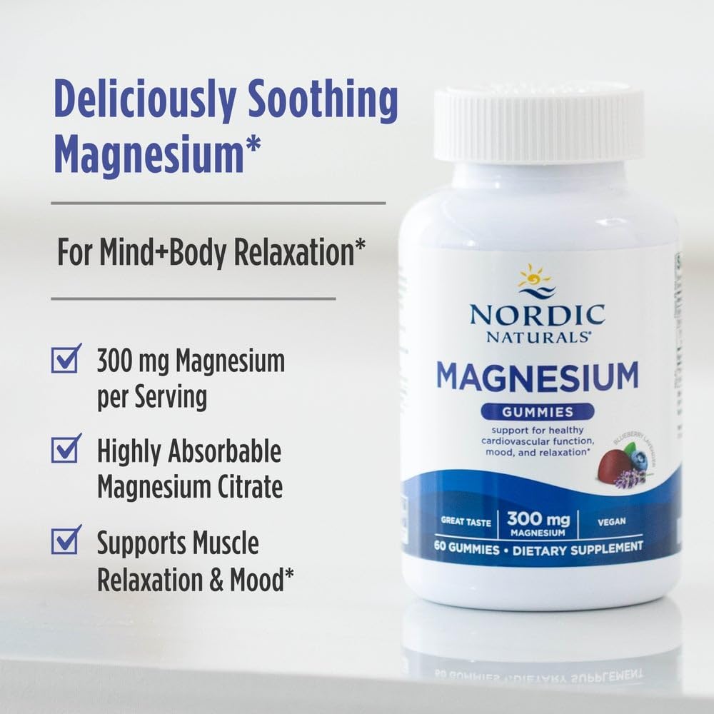 Nordic Naturals Magnesium Gummies for Adults, Blueberry Lavender Flavor - 60 Gummies - Vegan Magnesium Supplement for Mind, Mood, and Cardiovascular Support - Non-GMO - 20 Servings - Image 6