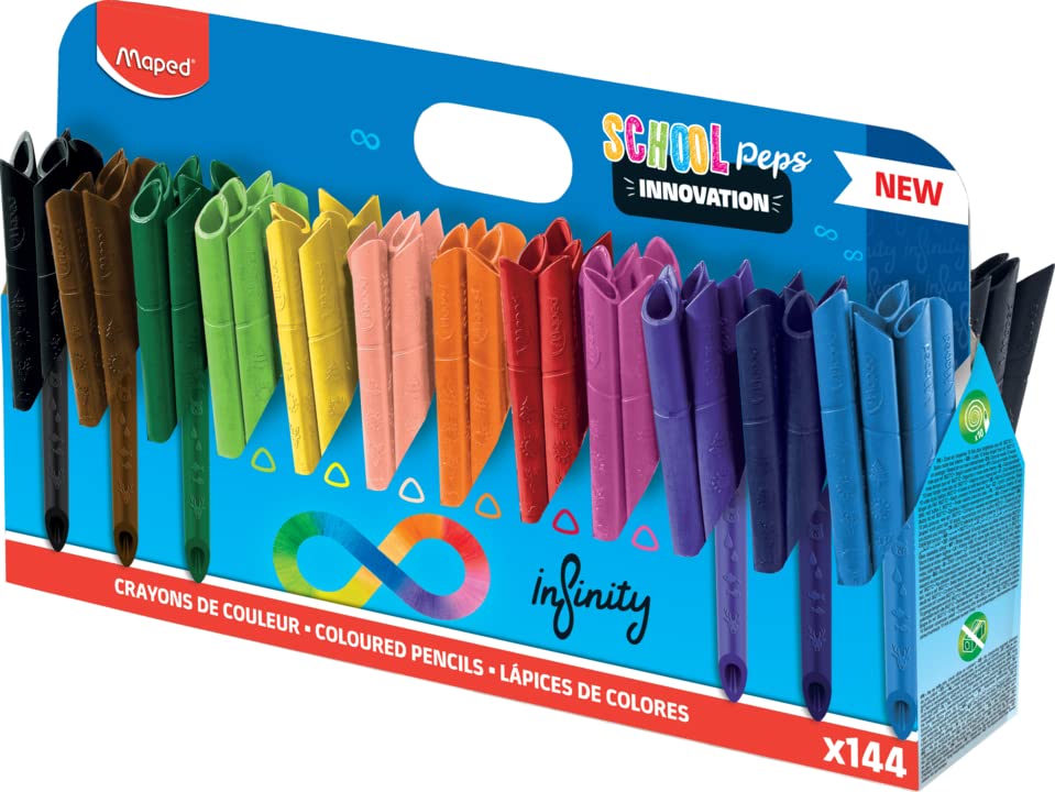 Crayons De Couleur Maped Color'Peps Infinity - 12 Couleurs - Mine 100% Utilisable Sans Aiguisage - Zéro Gaspillage