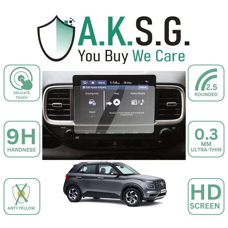 Image of A.K.S.G. Hyundai Venue Old 8 Inch [2019-2022] Car Accessories Navigation or Music System Touch Screen Infotainment Screen Protector (Company Fitted) Not a Tempered Glass [Transparent]