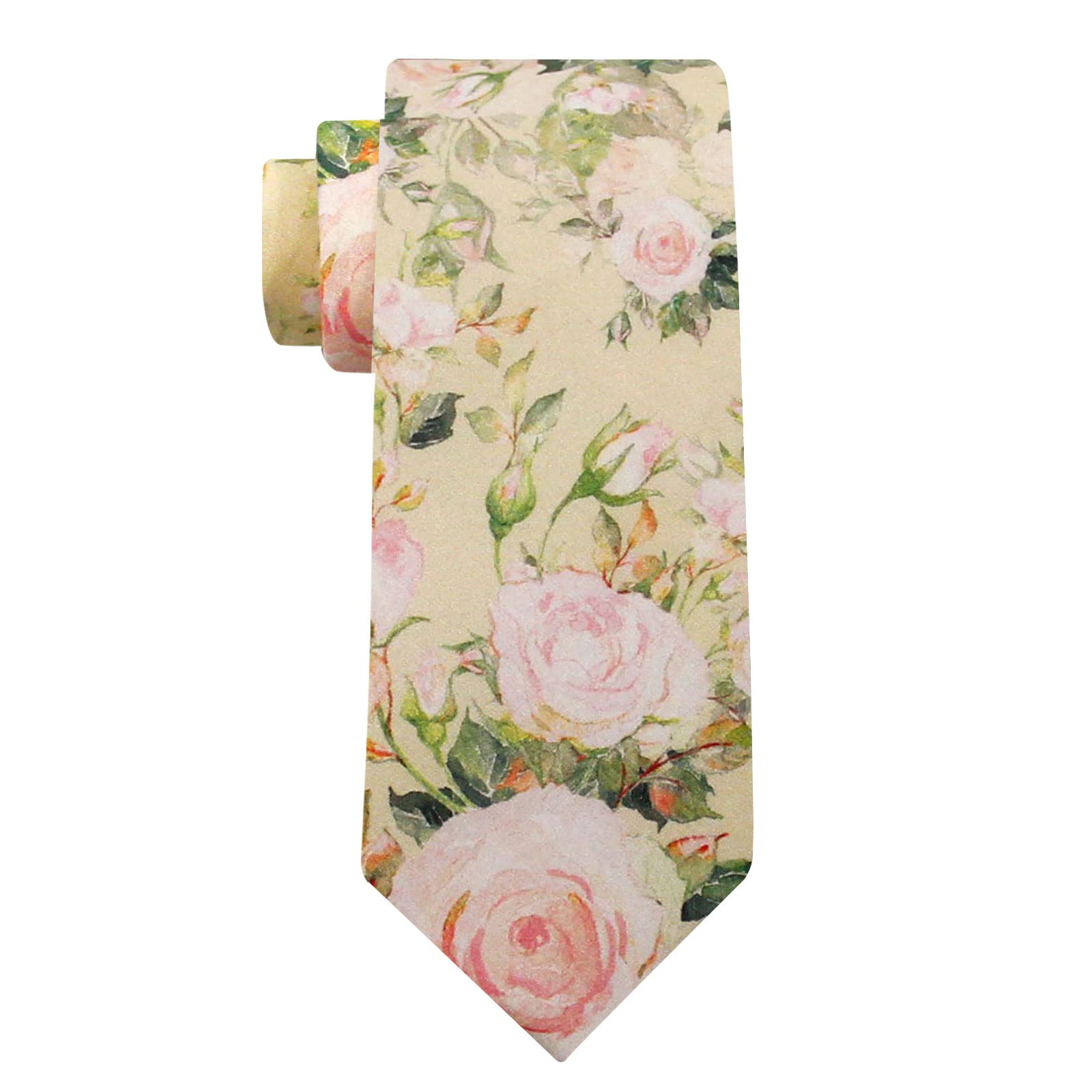 Mantieqingway Men's Cotton Floral Neck Tie 2.56'' Printed Skinny Tie