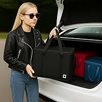Vista 3 de musbus - Paquete de 2 bolsas aislantes reutilizables para comestibles, bolsa enfriadora plegable para comestibles, bolsa aislante grande resistente
