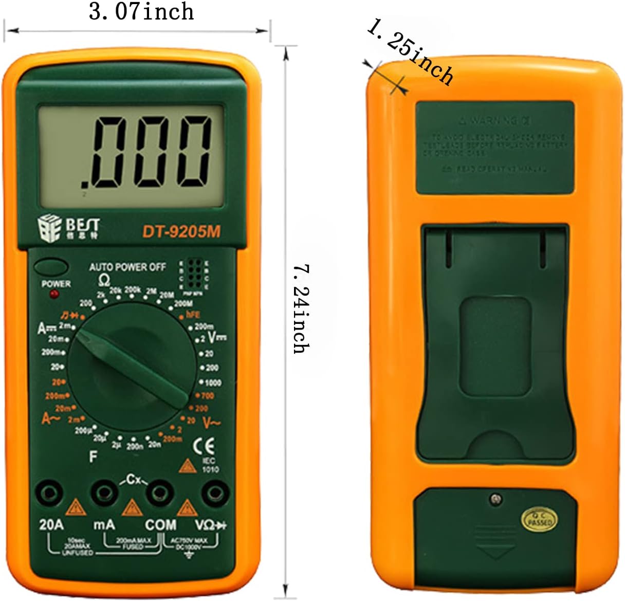 Digital Multimeter Voltage Test Voltmeter Ammeter AC DC Meter Acoustics Continuity Tester with Backlight LCD