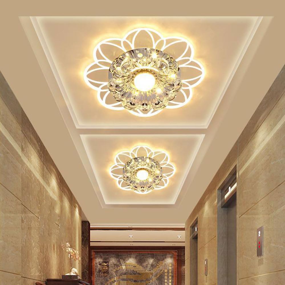 12 Sztuk Wpuszczanych Lamp Sufitowych Z Aperturą 5-9 Cm, Kryształowe Diody Led, Dekoracyjne Oświetlenie Punktowe Led Do Kreatywnego Korytarza, Salonu, Sypialni,3w-warm+white