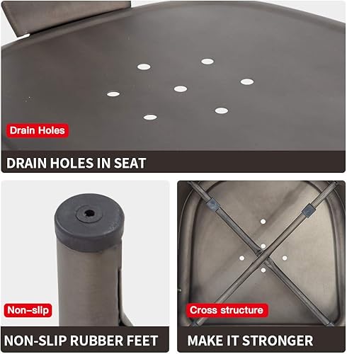 Miniatura 7 de FDW Juego de 4 sillas de comedor de metal para interiores y exteriores, sillas de cocina de 18 pulgadas de altura de asiento, silla de restaurante,