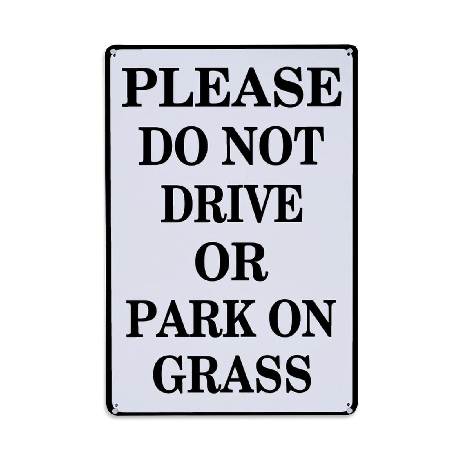 Jdfenggu Vintage Please Do Not Drive Or Park On Grass Retro Metal Tin Sign, Decor Art Poster For Bar, Home, Man Cave, Kitchen, Laundry Room Gift 8X12inch