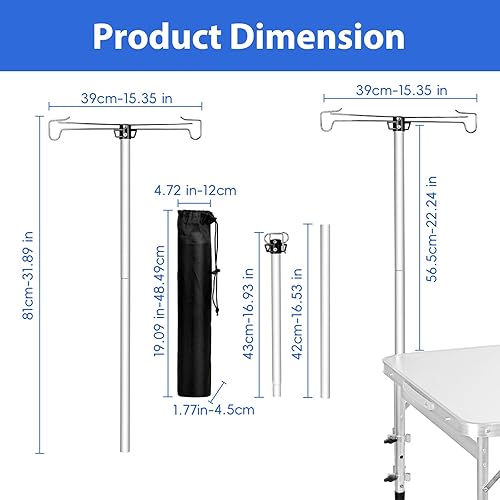 Miniatura 3 de Moosinily Poste de lámpara para mesa de campamento de 3 pies4 pies5 pies6 pies, mesa de picnic, camping, cocina, campamento, farol, soporte de
