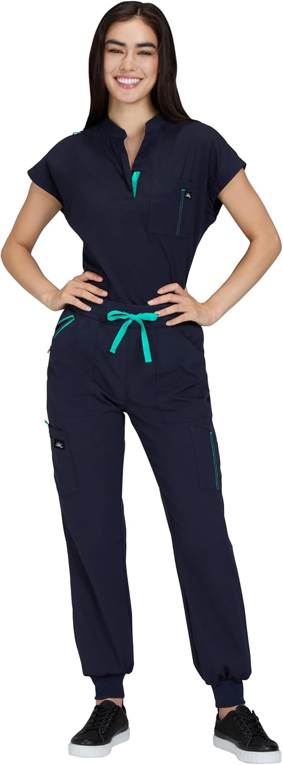 KOI Solis x Catrin Women's 2-Pocket Zipper-Neck Scrub Top - Image 6