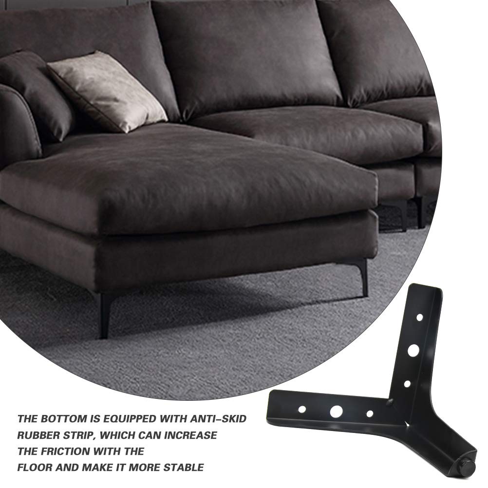 DODUOS 4 stuks meubelpoten, zwart metaal, 10 cm, metalen meubelpoten, belasting tot 800 kg, bankpoten, zwart met schroeven, tv-lowboard, meubelpoten, kastpoten voor kast, tv-kasten, laden, nachtkastje