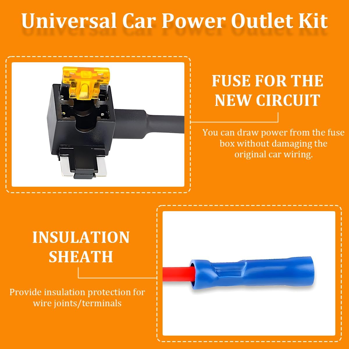 Osilly Car Low Profile Add-a-Circuit Fuse Adapter, 16 AWG Mini ATS Blade Fuse Holder with 5 Amp Low Profile Mini Blade Fuse, Automotive Accessories, Universal for SUV RV Truck