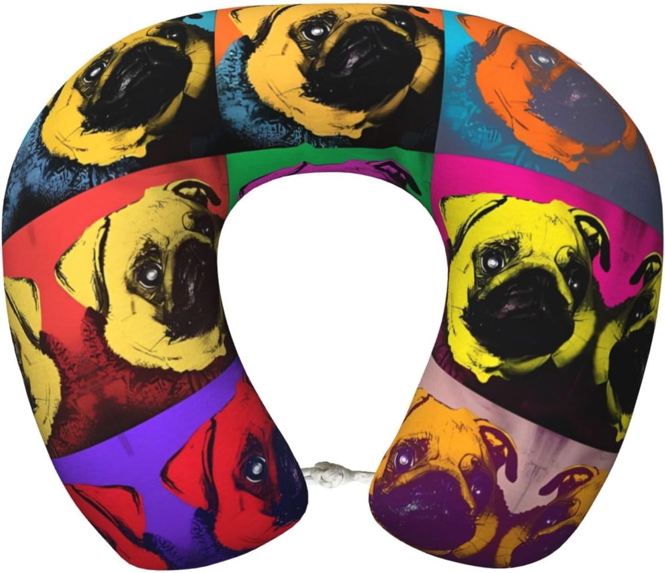 JaoXer Dogs Pop Art Pug Memory Foam Travel Pillow â€“ Neck Support for Airplane, Car, Home Office, See Movies, Work, Drive, Leisure