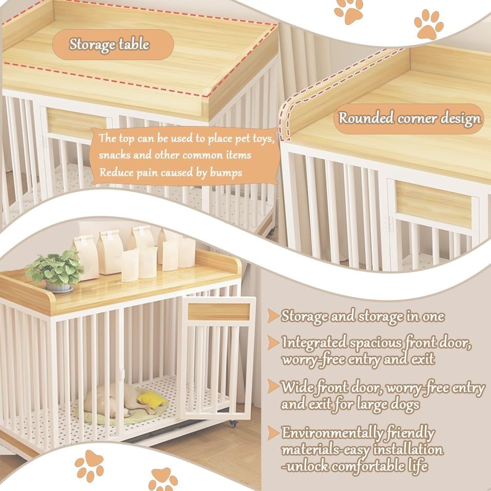 45" Table Dog Crate，Tv Stand Dog Crates for Large Dogs Crate Furniture with Pull-Out Tray,Heavy Duty Kennel Indoor Cage for Large Dogs,and Chew-Proof Cage