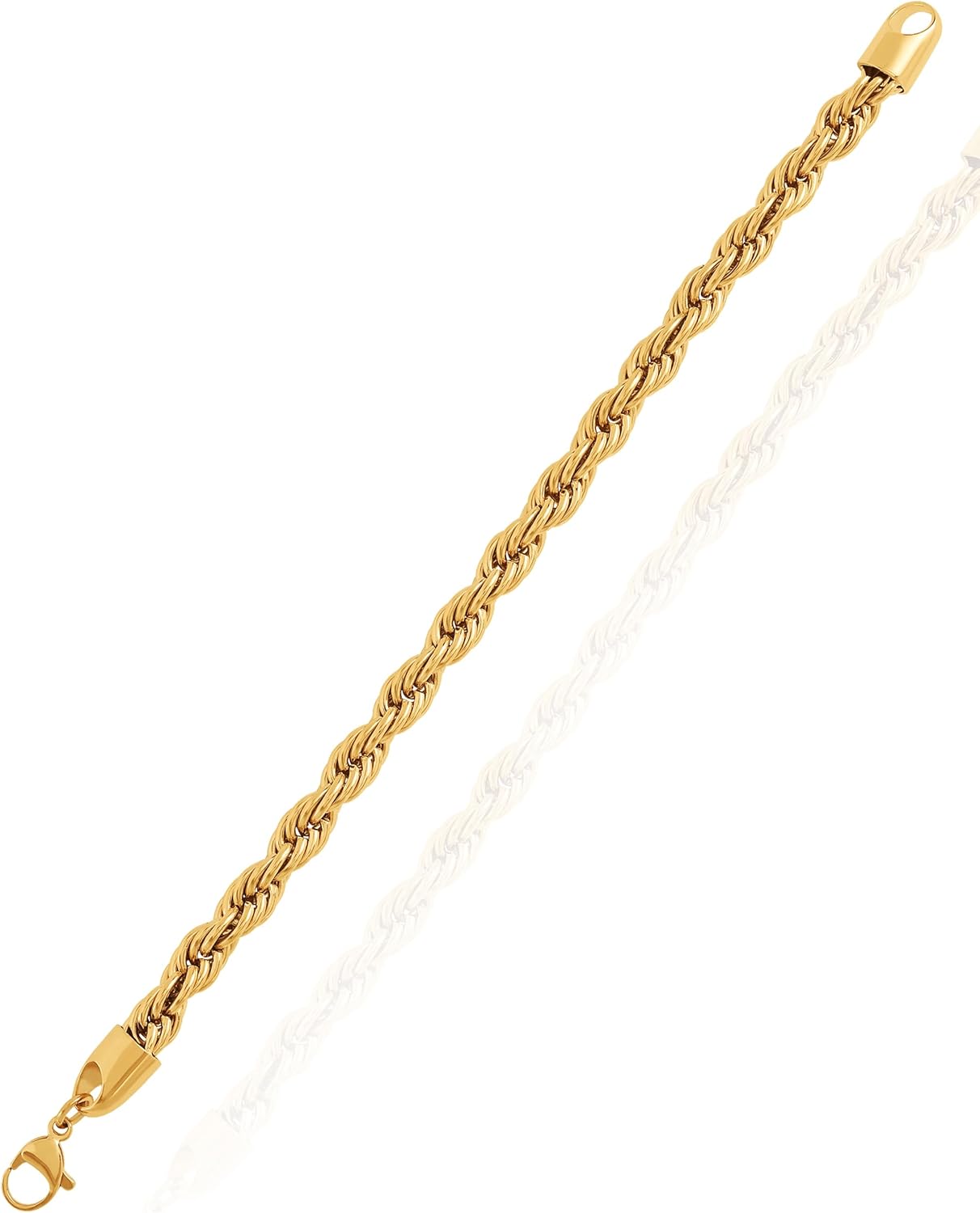 Lucky Brand Men’s Stainless Steel Rope Chain Bracelet - 8MM Gold-Tone Plated 9” Durable 316L Link Jewelry - Image 5