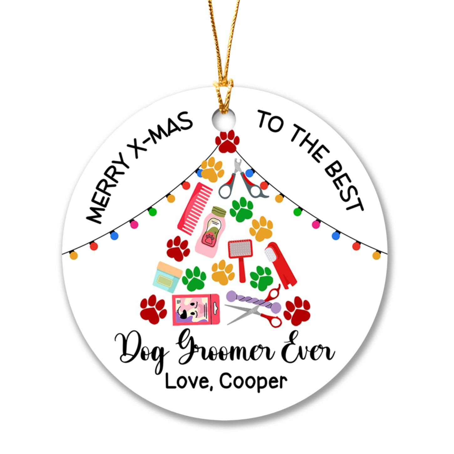 Cenluxy Personalized Dog Groomer Ornament 2025 Christmas, Custom Name, Dog Grooming Ornament, Xmas Tree Decoration