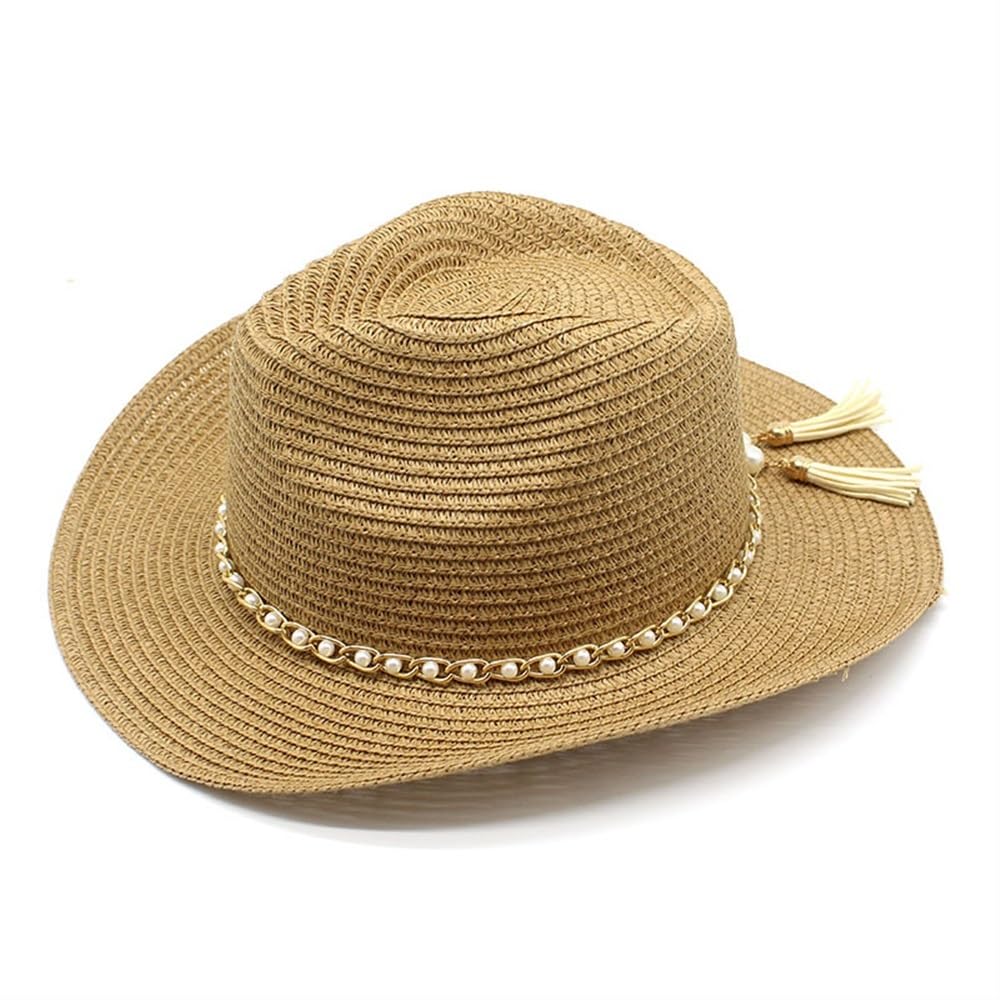 Amazon.com: French Vintage Cowboy Straw Hat with Chain  display picture 3