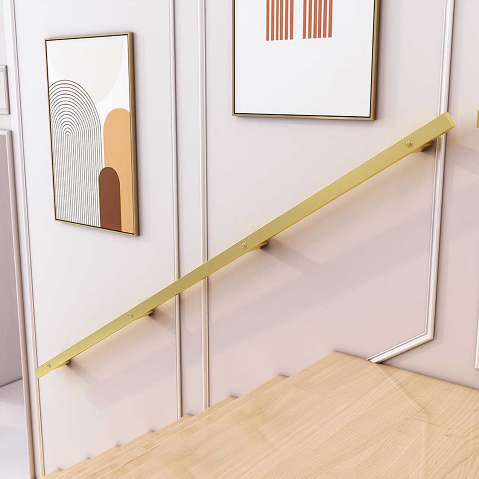 Corrimano per scale in oro per interni/esterni, balaustra in ferro battuto montata a parete, barra di sostegno antiscivolo per ringhiera di sicurezza del corridoio del loft di casa, tubo quadrato(270c