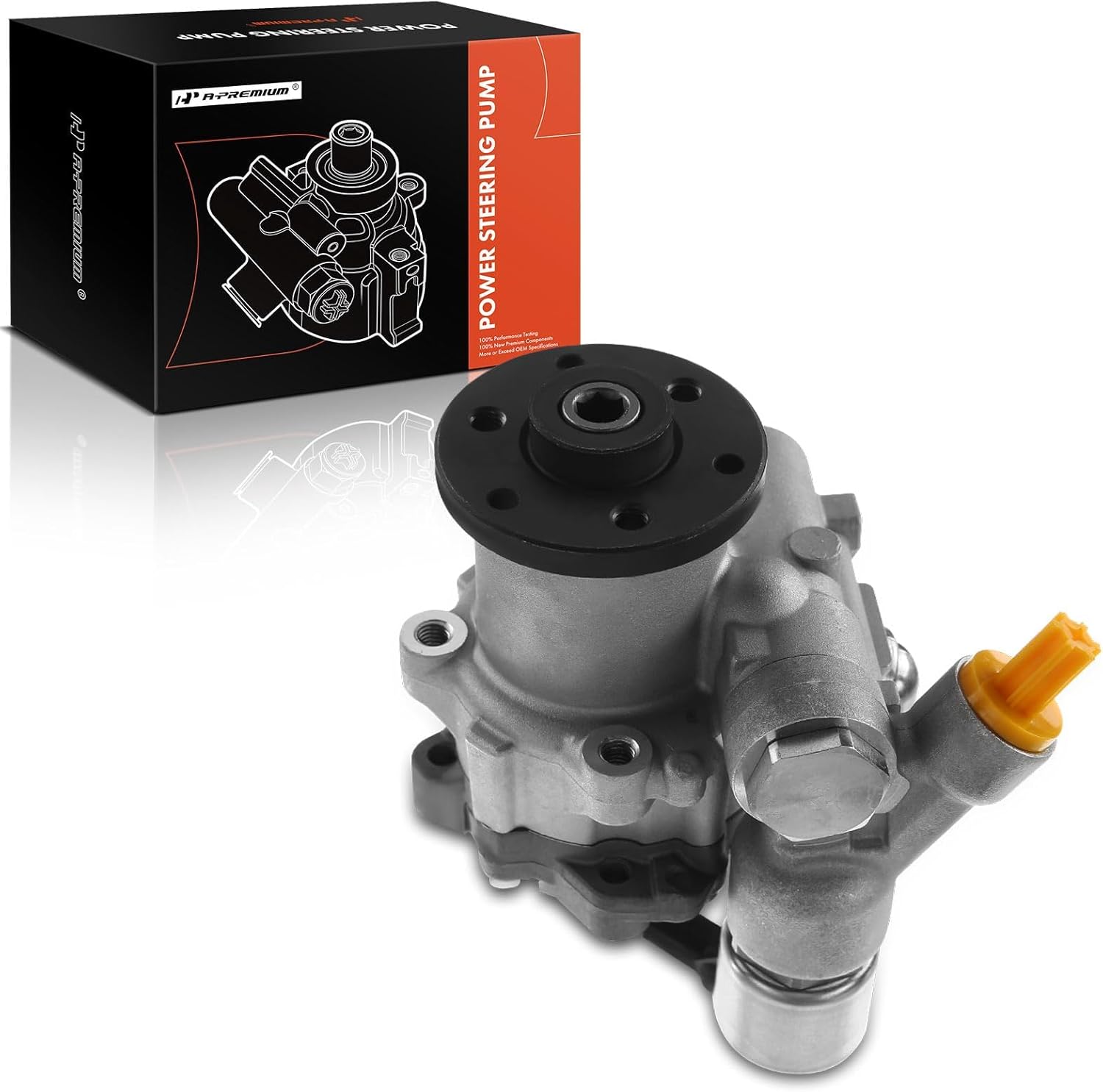 A-Premium Power Steering Pump, with Solenoid Valve, Compatible with BMW E60 525i 2006-2007, 528i 2008-2010, 530i 2006-2007, L6 3.0L and with Active Steering, Replace # 32414036424