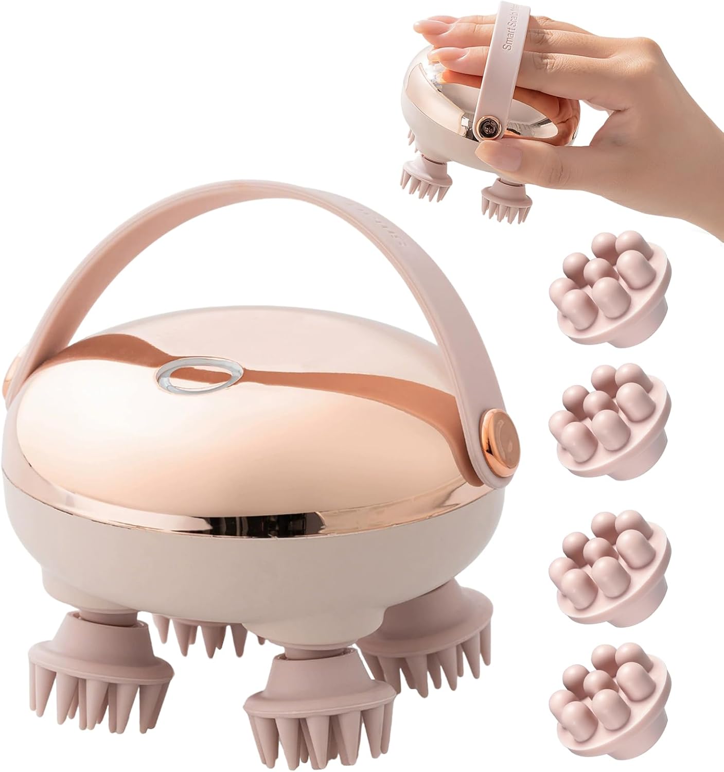 Electric Scalp Massager Red Light-scalp massager with red light therapy have 8 Accessories(4 Original on the Body + 4 extra Bonus),Hair scalp massager dual use for dry&wet hair,3 Modes selection,gift