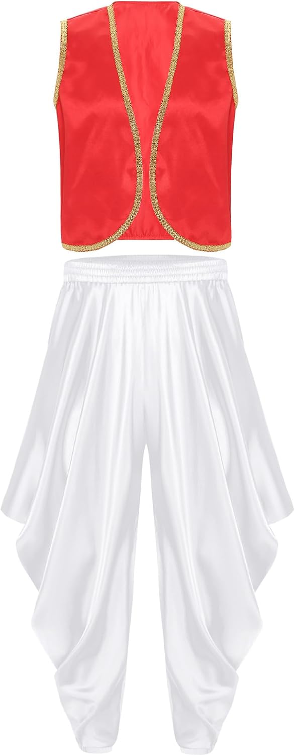 Adult Mens Arabian Prince Costume Waistcoat Top Harem Pants Suit Halloween Cosplay Outfits