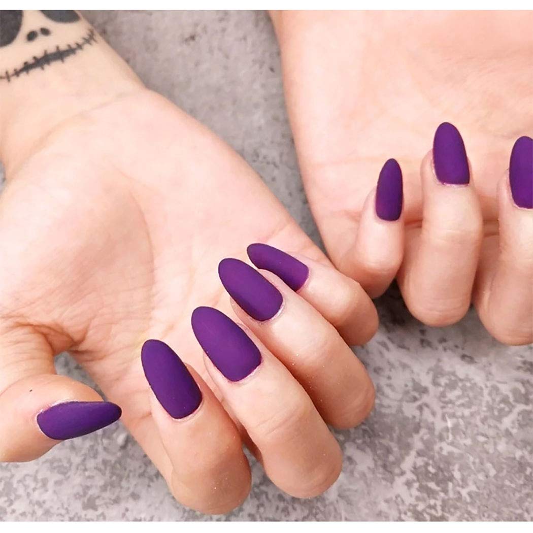 Amazon.com: Chicque Matte Press on Nails Long Fake Nails Stiletto Acrylic  False Nails for Women and Girls 24PCS (Purple) : Beauty & Personal Care