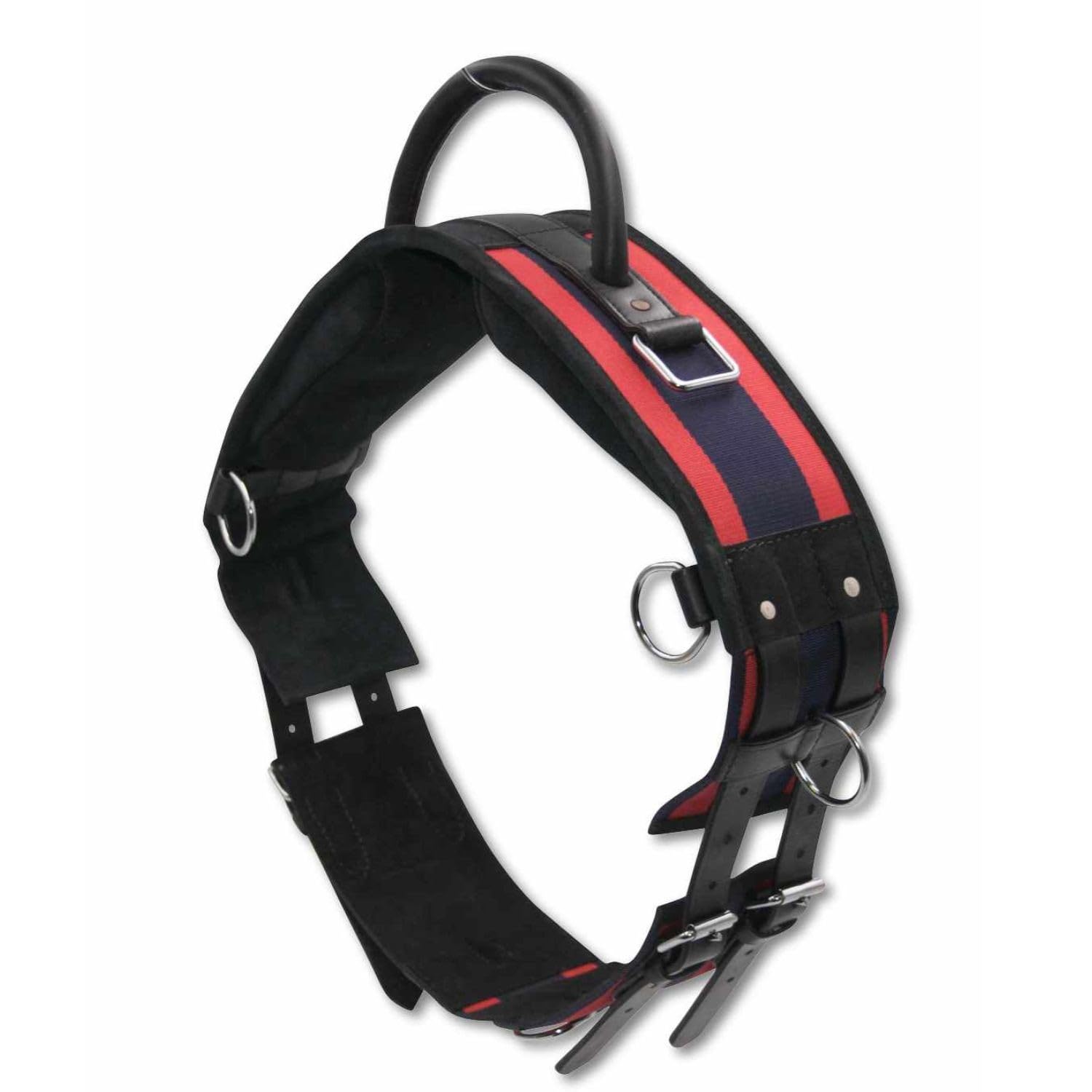 AMKA Longiergurt Reitgurt mit Handgriff aus Leder mit 6 Ringen 2 Ringe für Steigbügelriemen