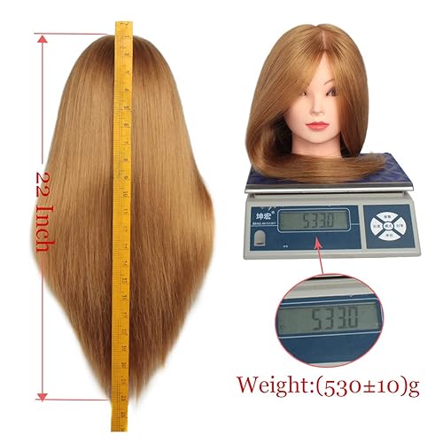 Miniatura 4 de Cabeza de maniquí de 20 pulgadas 60% cabello humano de formación de peinado cabeza maniquí cosmetología cabeza de peluquería entrenamiento de