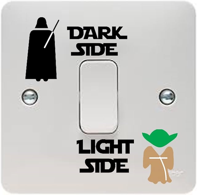 Pack of 3 - Star Wars Dark Side/Light Side Light Switch Vinyl Decal Sticker, Standard Size For Most UK Light Switches, Great for Any Star Wars or Yoda Fan, Even Better Present Or Gift