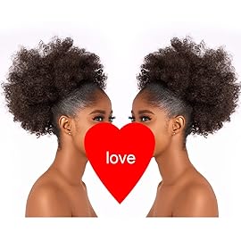 Afro Puff kinky curly Drawstring Ponytail Extension for Black Women Synthetic Short Afro Kinkys Curly Afro Bun Extension Hairpieces Updo Hair Extensions with Two Clips(4)