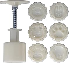 Molde de bolo de lua de pressão de mão para festival de outono médio, conjunto de carimbos de biscoito, molde de bolo de lua, ferramenta de pastelaria, 50 g, 6 carimbos
