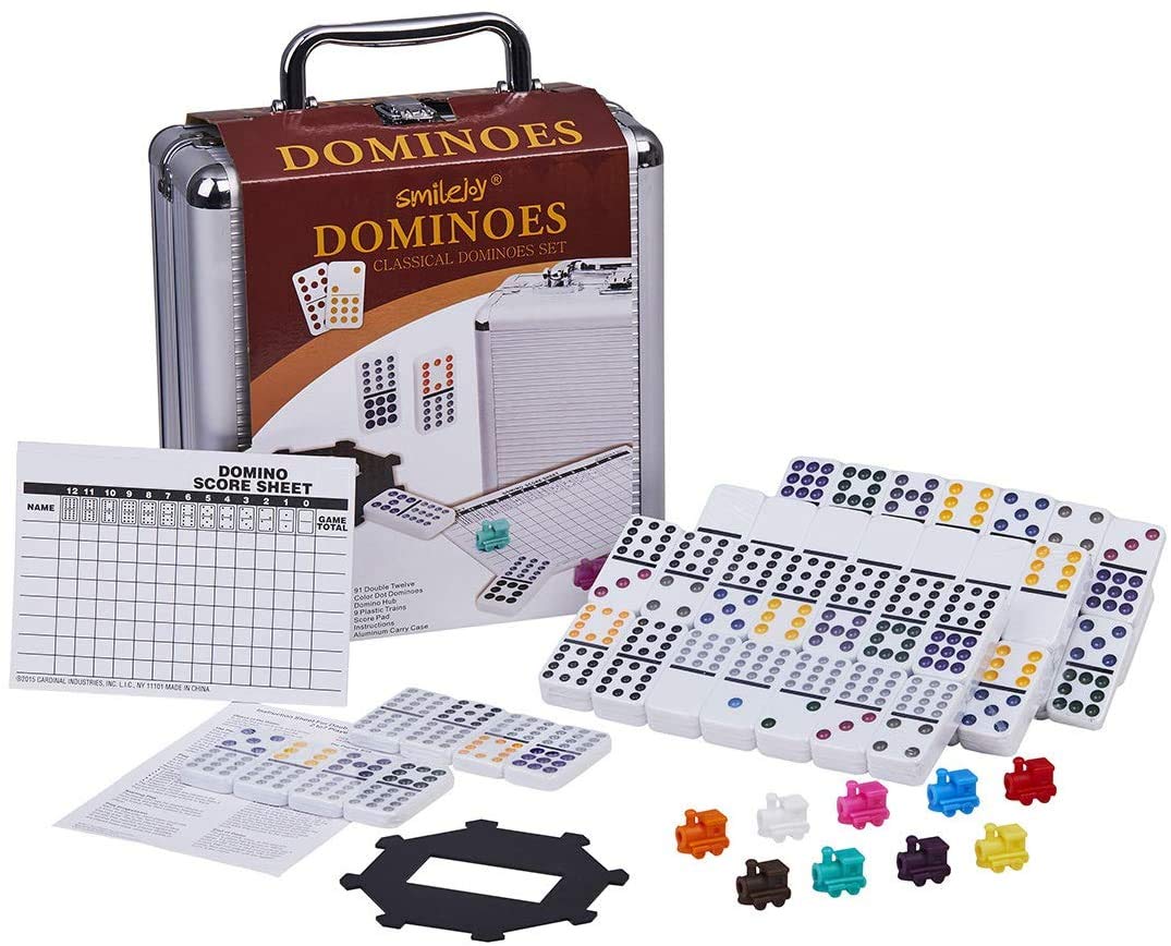 Smilejoy Mexican Train Dominoes Set for Adults, Tile Board Game