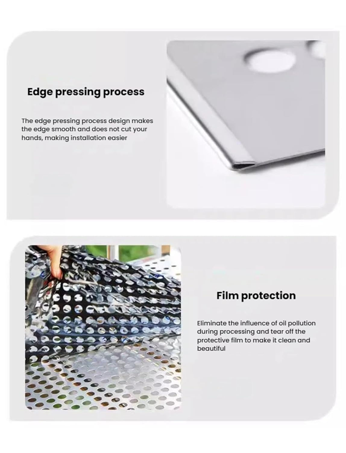 Balcony Fence Metal Preforated Sheet,Window Leak-Proof Protection Grille,304 Stainless Steel Perforated Panel with Ties Gloves(3pcs,15x100cm/5.9x39.4in)