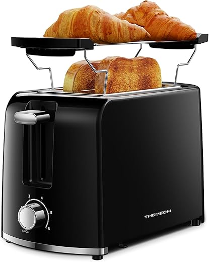 TWOMEOW Tostapane 2 Fette, Auto-Centre Tostapane, Tostapane Con Pinze Con 6 Livelli...