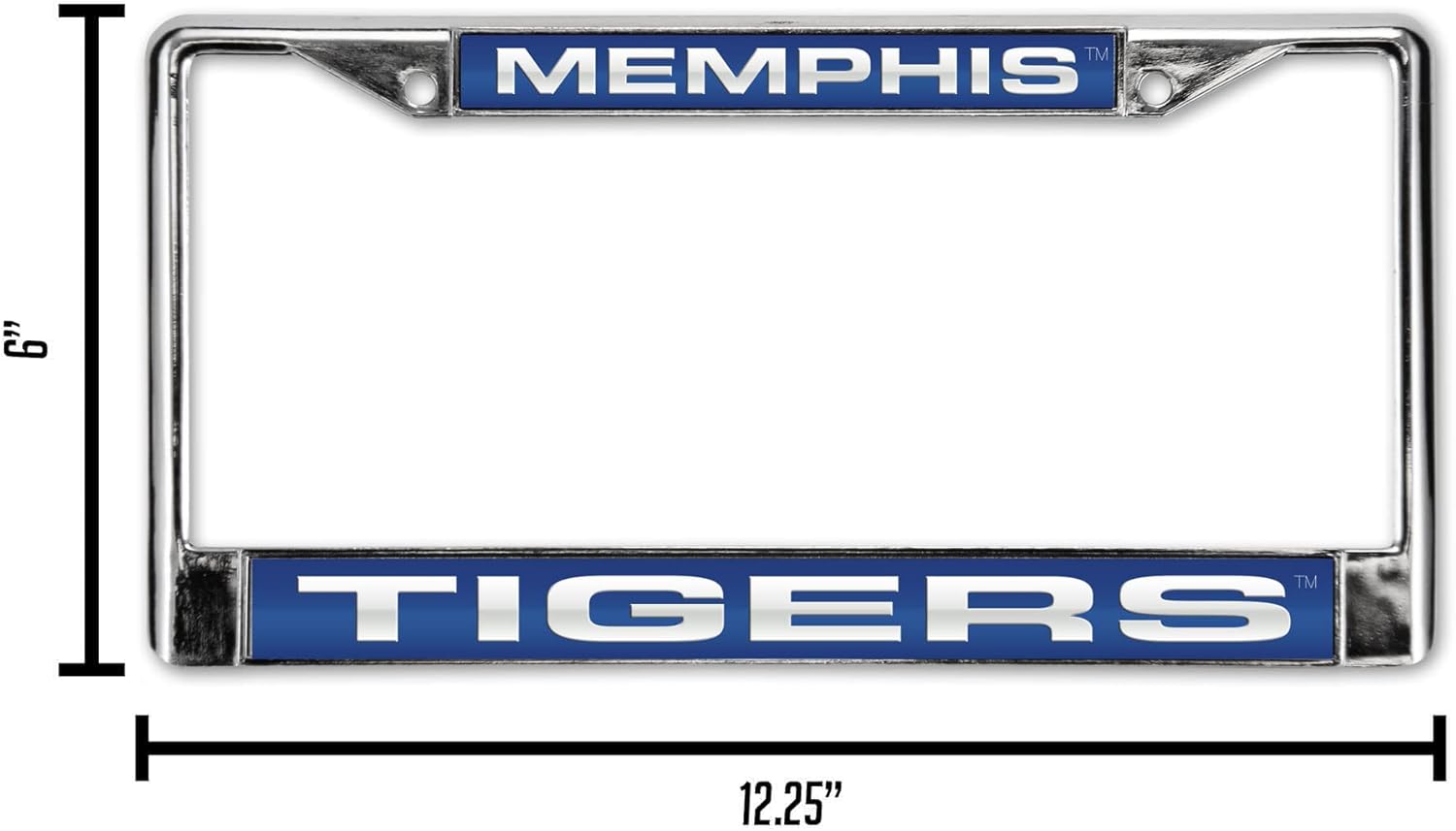 Rico Industries NCAA Memphis Tigers Standard Chrome License Plate Frame , 6 x 12.25"