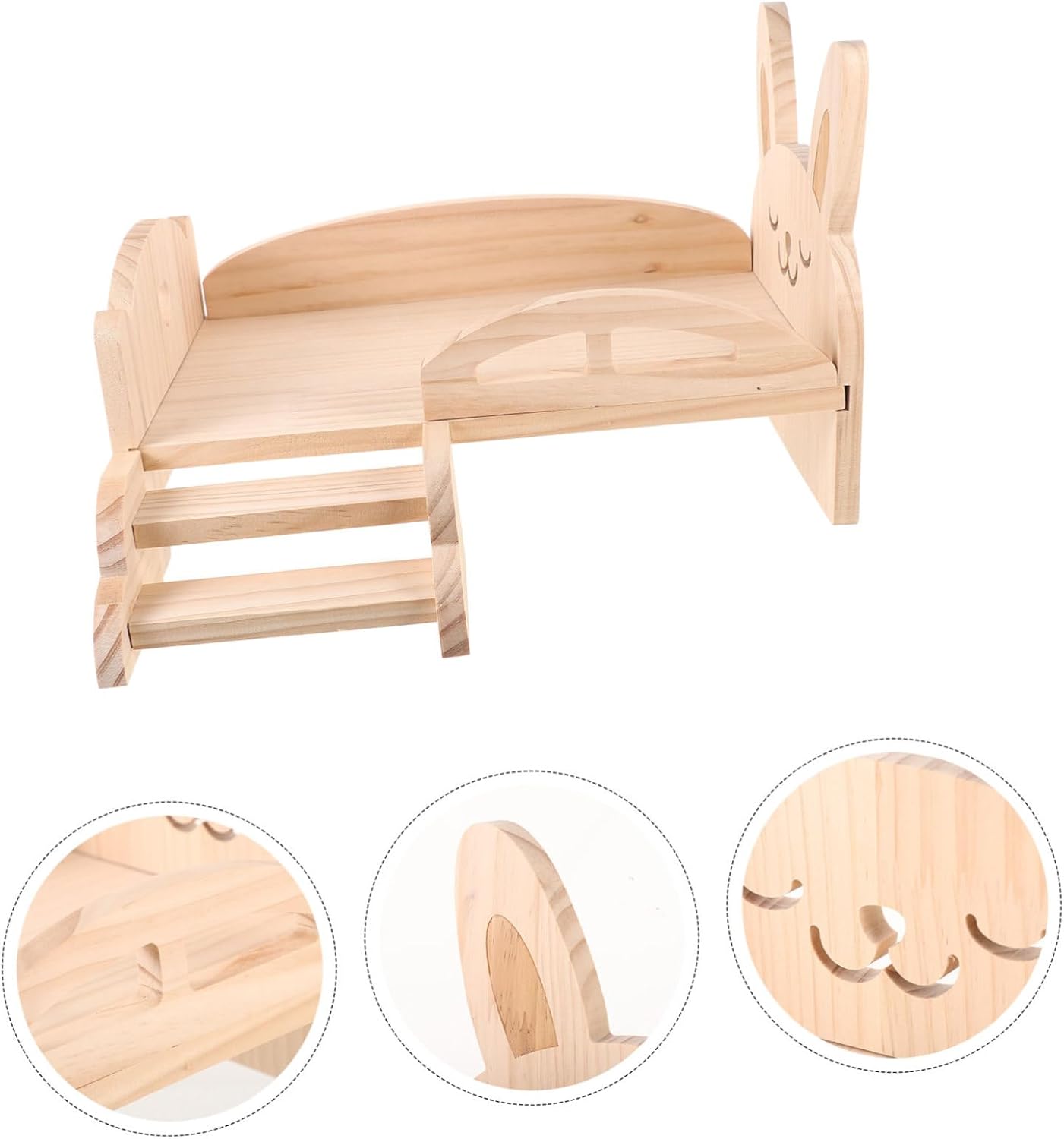 Toyvian Wooden Guinea Pig Bed with Ladder Natural Wooden Platform for Hamsters Squirrels and Rabbits Easy Assembly Sturdy Design for Pet Playgrounds for Small Animal
