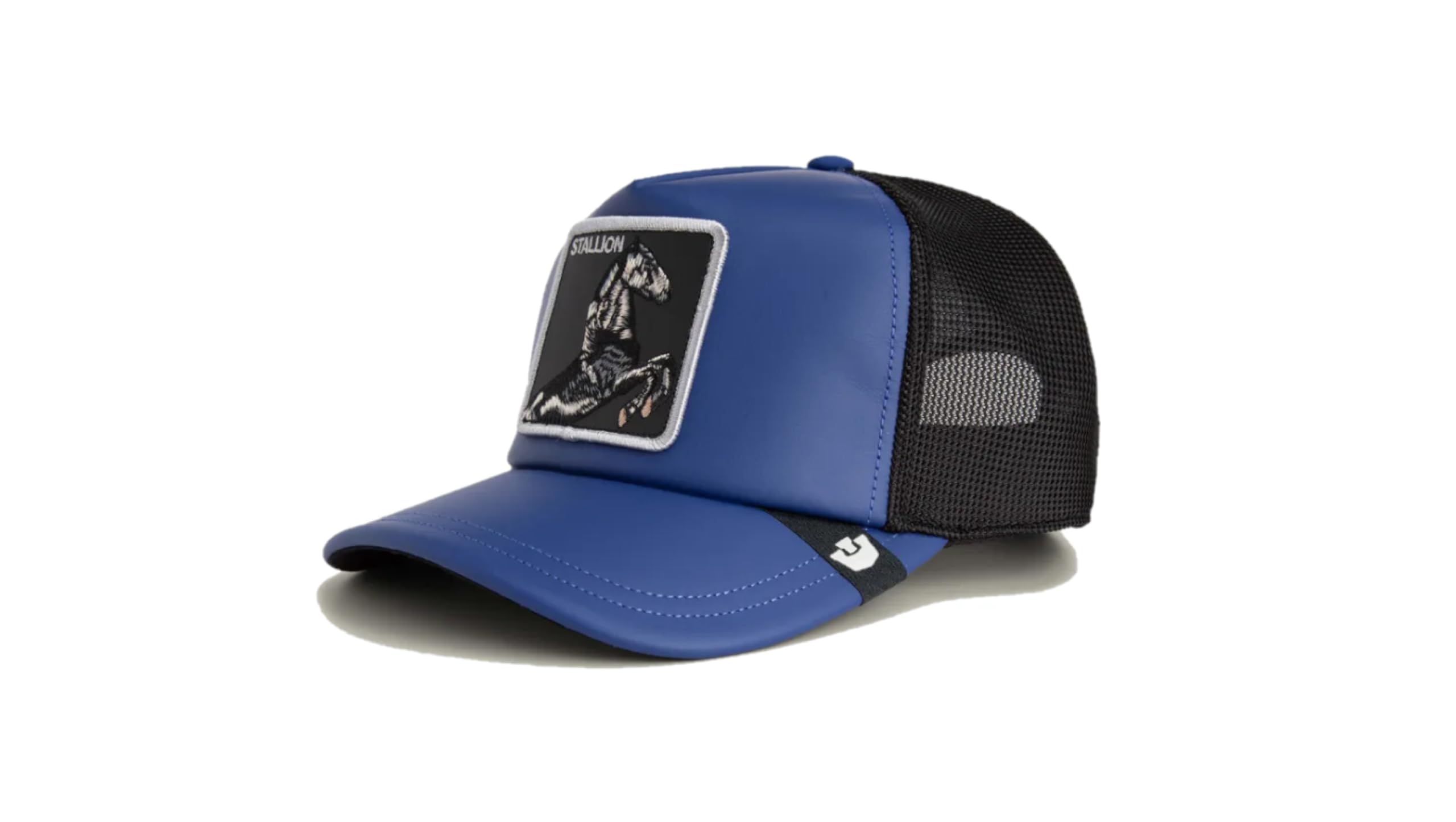 Goorin Bros. Stallion Baseball Kappe, Blau mit Schwarz, Mesh Trucker Snapback, Gesticktes Logo Design