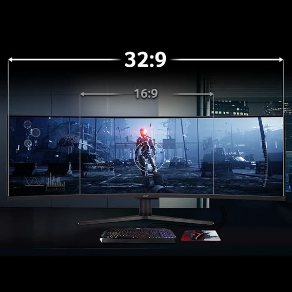 Acer EI491CUR Sbmiipphx 49 1800R 32:9 Curved DQHD (5120 x 1440) Zero-Frame Gaming Monitor | AMD FreeSync Premium | Up to 120Hz | 4ms | 94% DCI-P3 | 2 x Display Port v1.4, 2 x HDMI 2.0 & 1 x Audio Out
