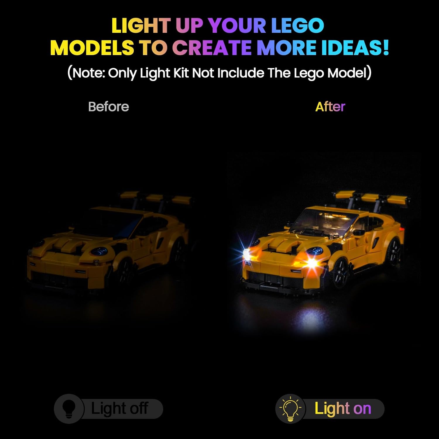 Led Light Kit Compatible with Lego Speed Champions Porsche 911 GT3 RS Super Car Building Set, Lights Decoration Compatible with Lego 77239 (Model Not Included)