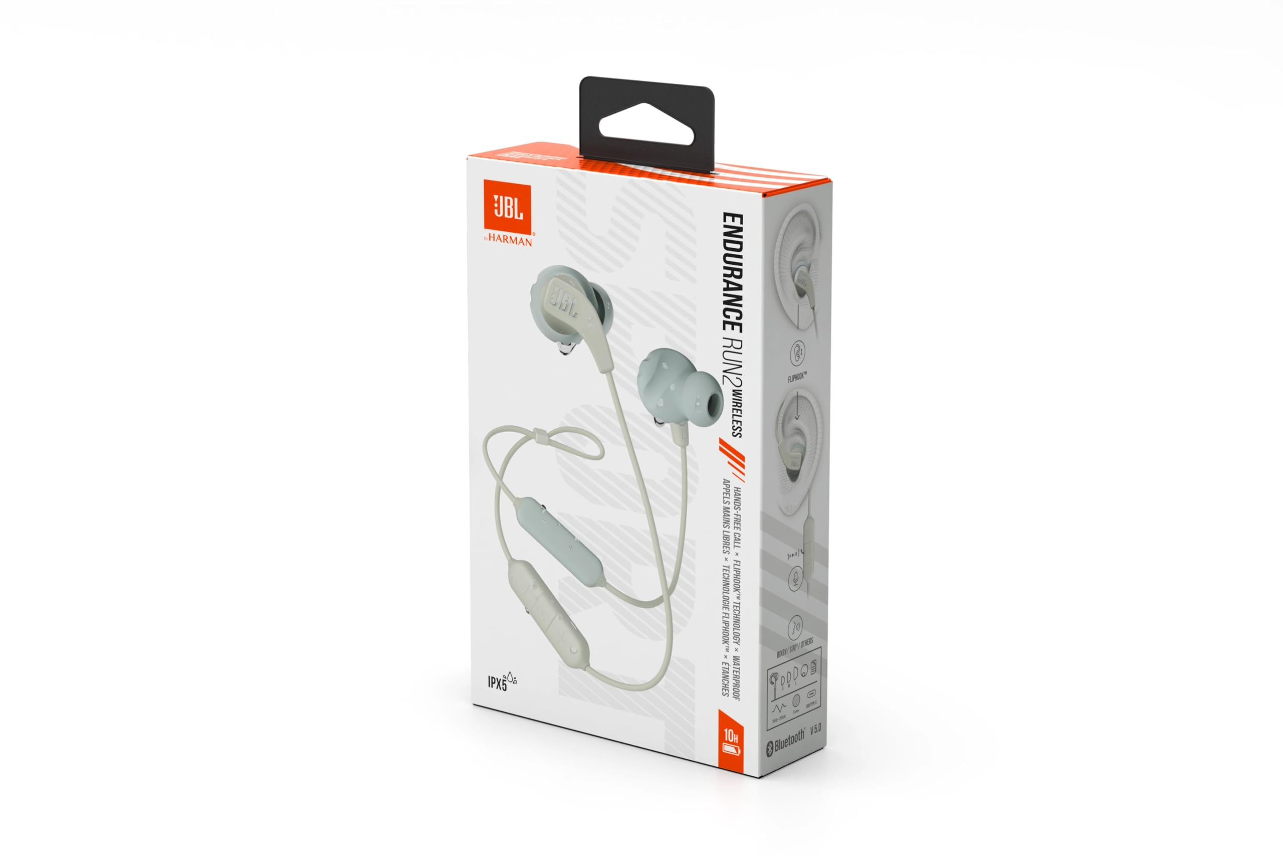 JBL Endurance RUN 2 Auricolari Wireless In-Ear, Cuffie Magnetiche a Prova di Sudore per Attività Sportive, Tecnologia FlipHook, Waterproof IPX5, fino a 10 h di Autonomia, Bianco