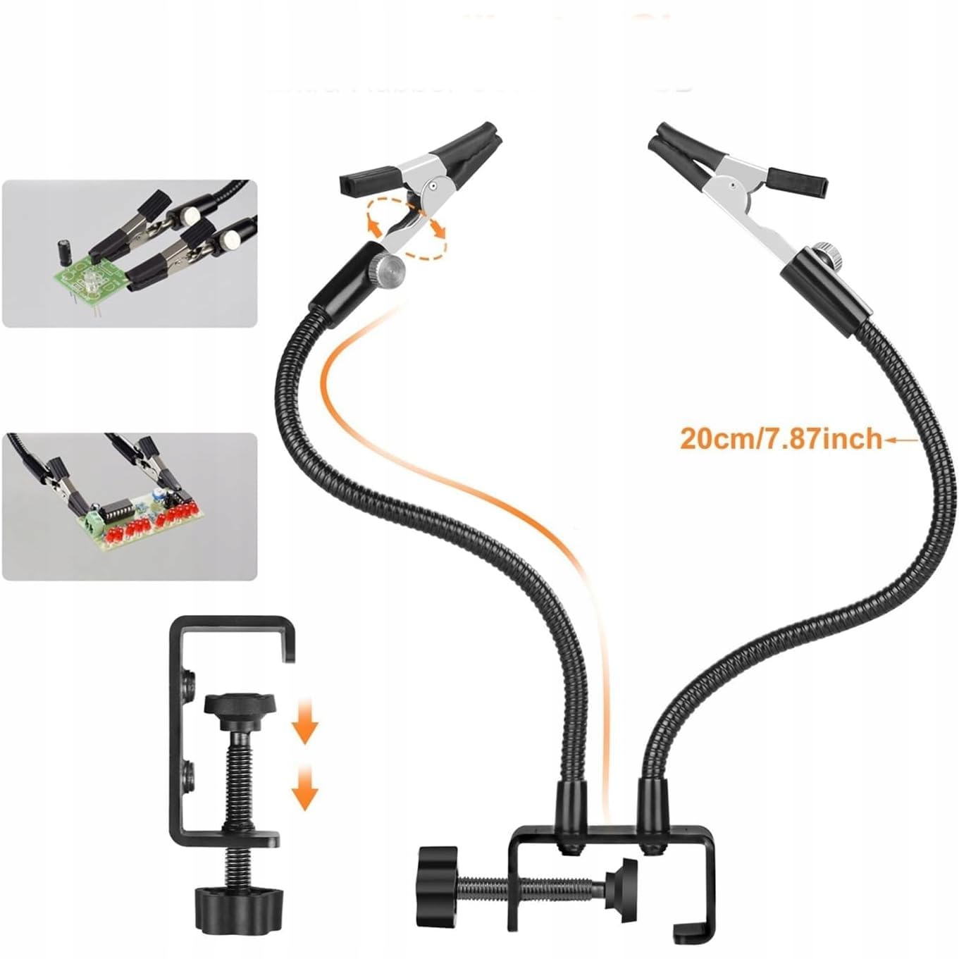 Rosfix Tercera mano universal con 4 pinzas de cocodrilo, brazo de codo, abrazaderas ajustables, trabajo de precisión, soldadura, accesorios electrónicos