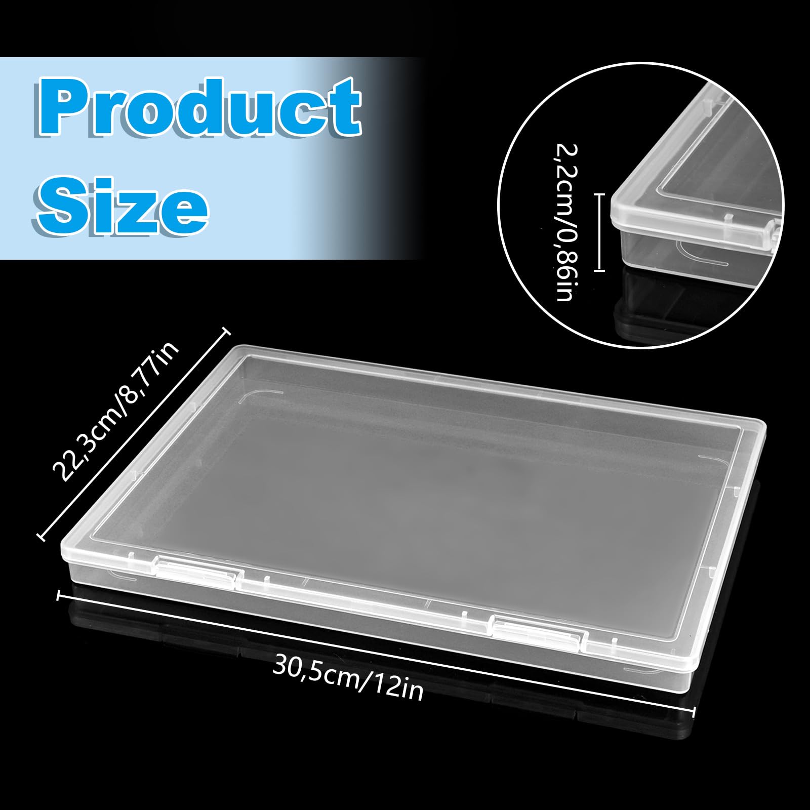 Cajas de Plástico A4 Transparentes, 8 Unidades Cajas Archivadoras Portátiles 30,5 x 22,3 x 2,2 cm, Organizador de Papeles Apilable para Oficina, Escuela, Documentos y Manualidades