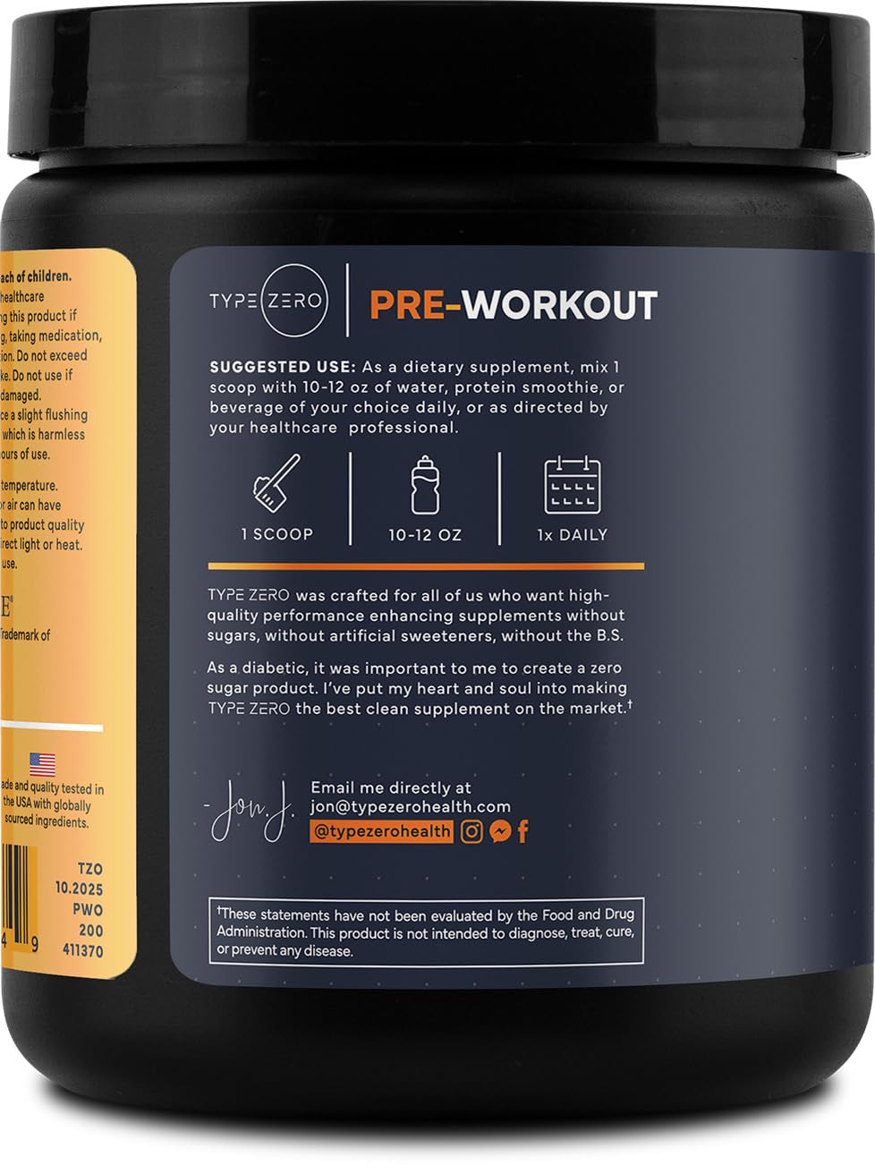Type Zero Clean Pre Workout Powder (Pineapple Mango) 21 Servings — Amazon image 3