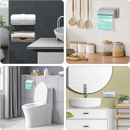 Miniatura 6 de 3 bolsas de basura montadas en la pared, bolsa de almacenamiento de basura de plástico, organizadores para cocina, baño, inodoro