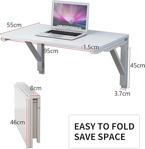 Miniatura 9 de MM MELISEN Mesa plegable montada en la pared para lavandería, escritorio plegable para pequeños espacios de ahorro, escritorio flotante para niños