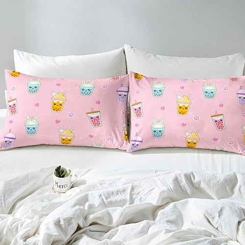 Vista 45 de Feelyou Funda de edredón de perro de dibujos animados, juego de ropa de cama para niños y niñas, perros y flores, funda de edredón con plantas Multi