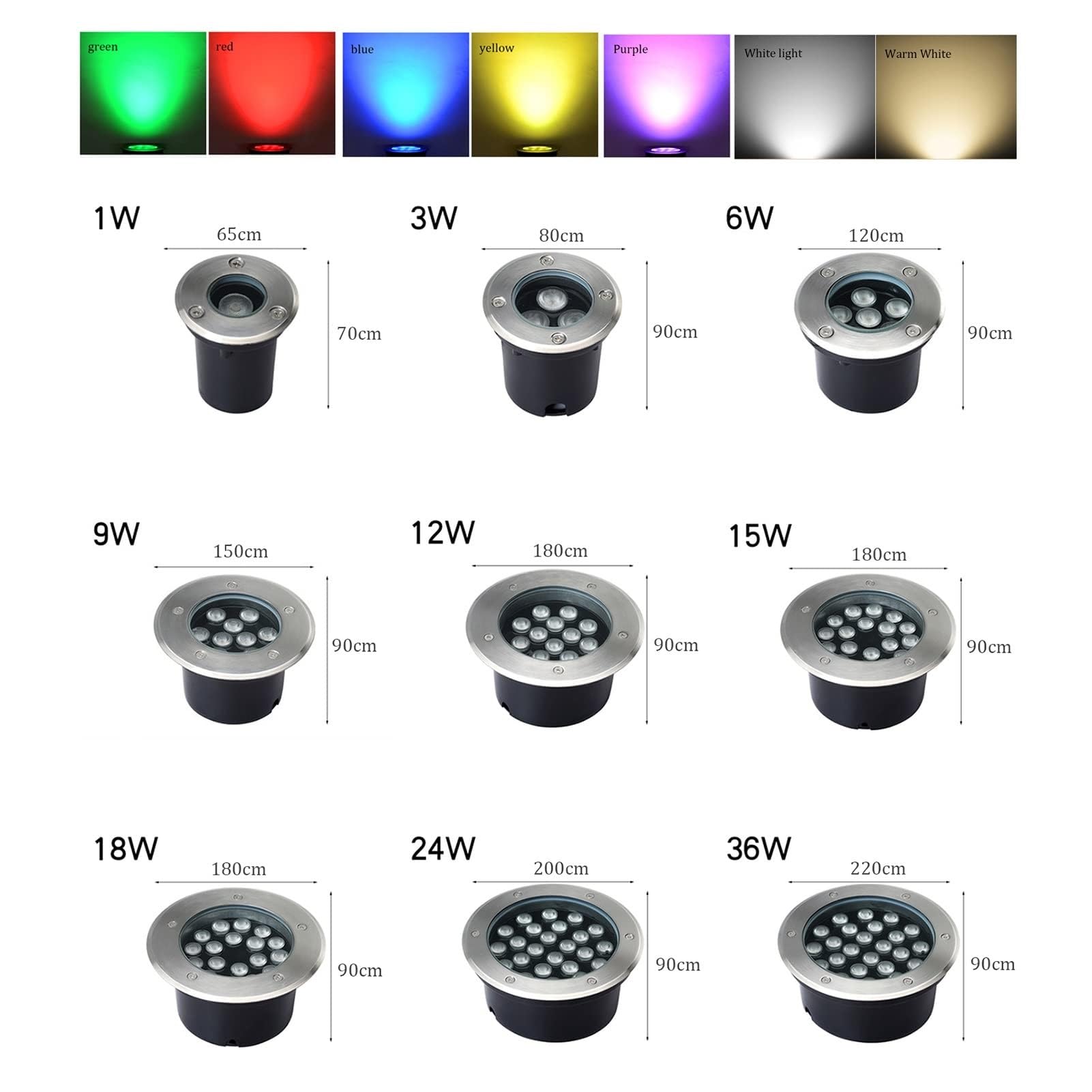 Lampy ogrodowe LED, 6 sztuk wodoodpornych świateł ogrodowych LED - wpuszczane okrągłe lampy podłogowe na zewnątrz, oświetlenie ogrodowe IP66 do willi, schodów i oświetlenia p