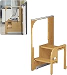 Ultra-Thin Foldable Ladder, Wooden Step Stool Embedded Kitchen Tower HelperHidden Folding Ladder for Home and Kitchen Use (3 Step)