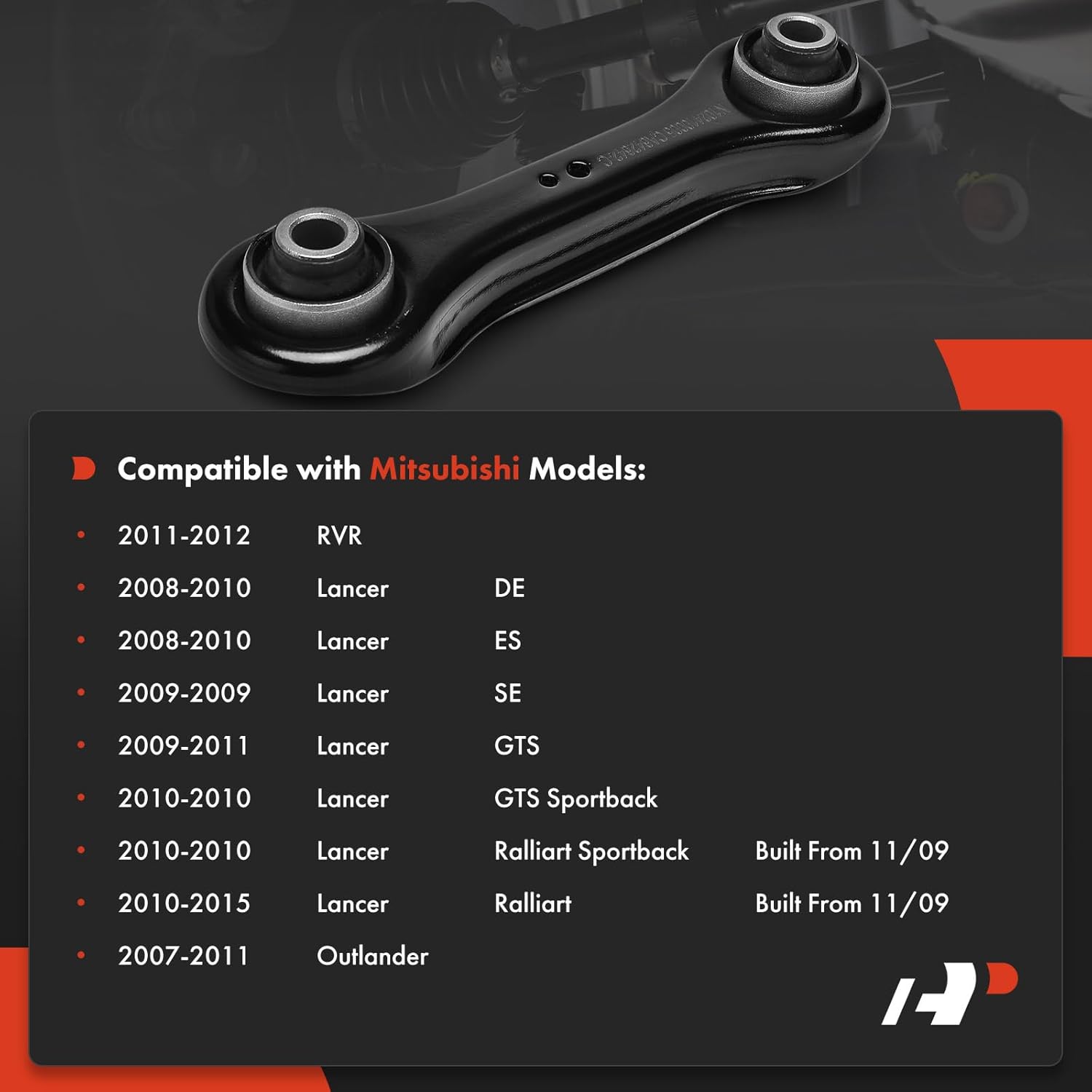 A-Premium Rear Forward Lower Control Arm with Bushing, Compatible with Mitsubishi Outlander 2007-2011, Lancer 2008-2015, RVR 2011-2012