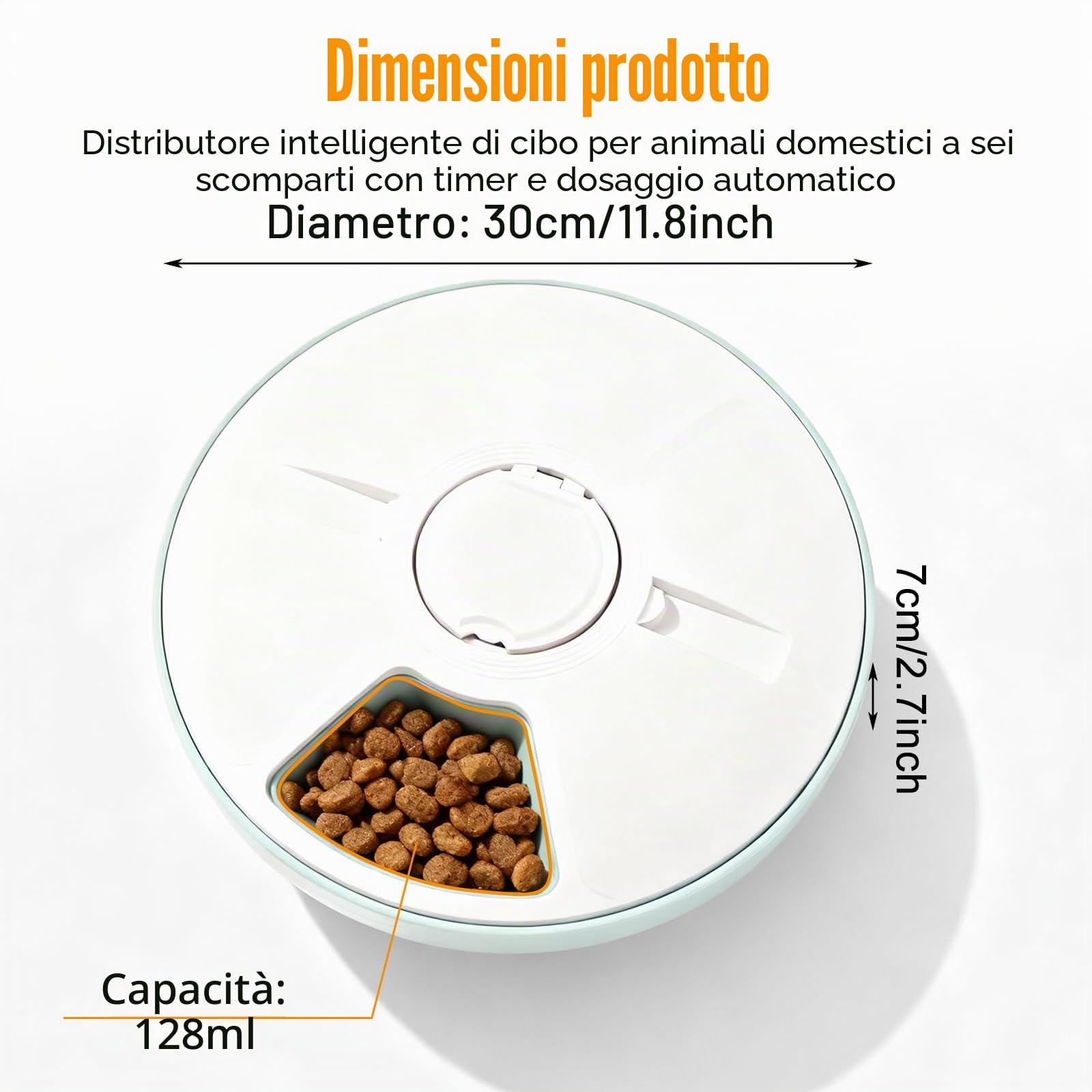 Mangiatoia automatica per gatti, per gatti con timer, per 6 pasti, alimentatore a batteria, per cibo umido e umido