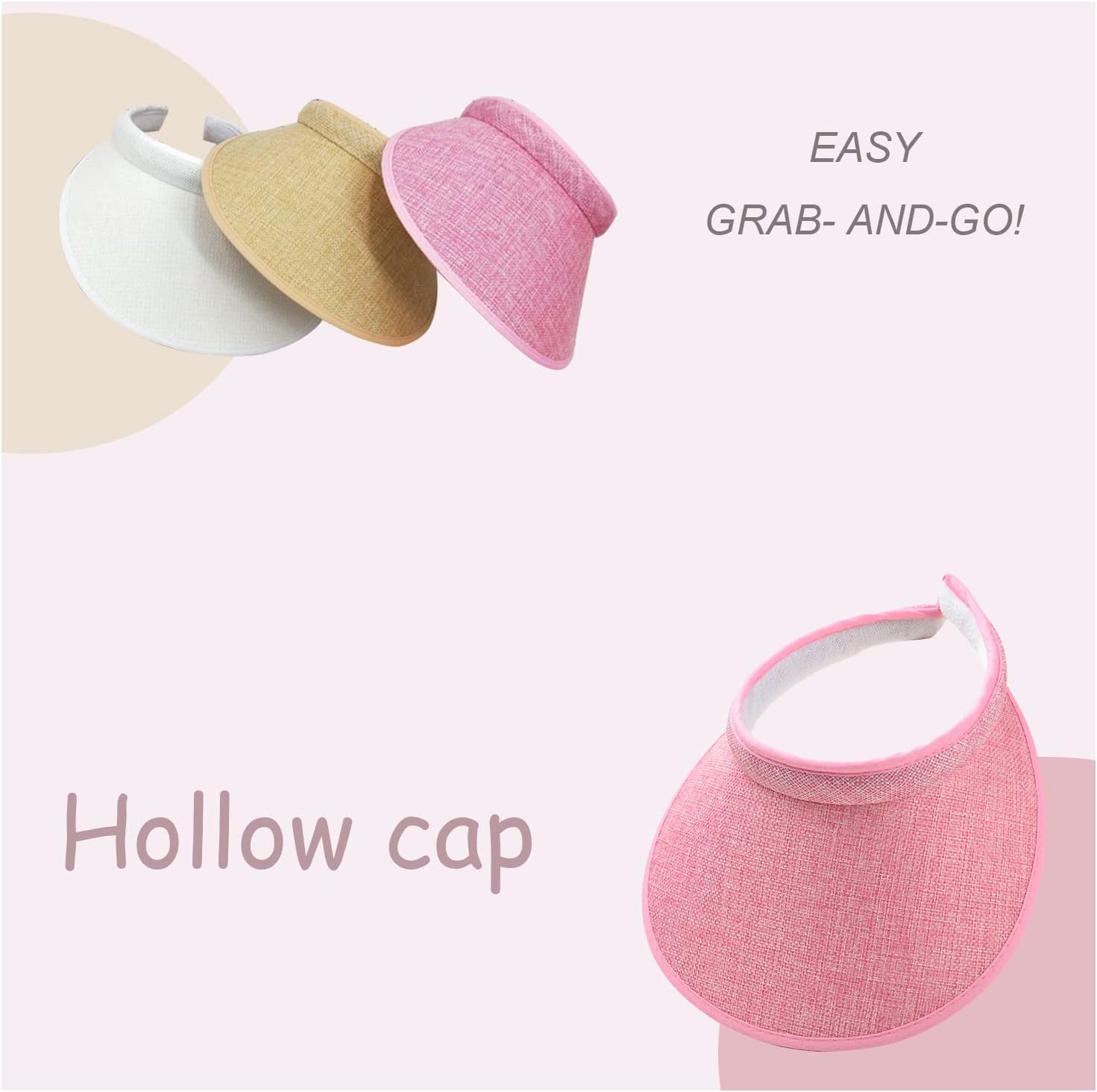 Cloth Covered Slip-On Visor for Women, Adjustable Cap Sports Sun Visors for Men - Image 7